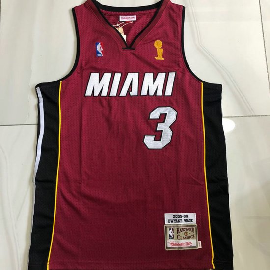 Maillot de Basket #3 Wade Miami Heat authentique 2005-06 Rouge ave trophy